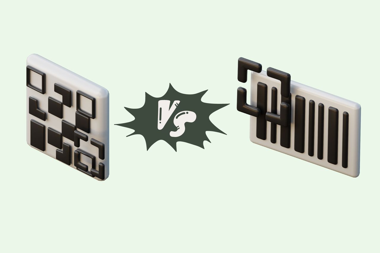 an illustration of QR code vs. barcode