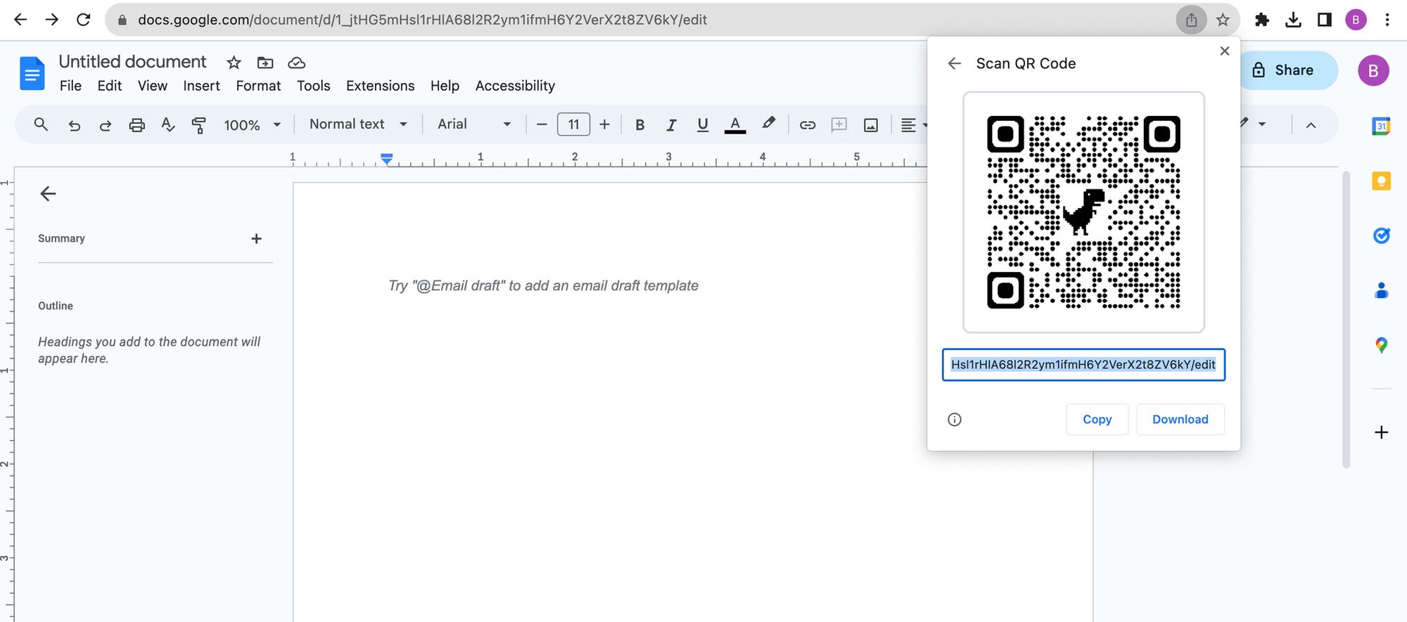 Final downloaded Google Doc QR code generated with Google Chrome