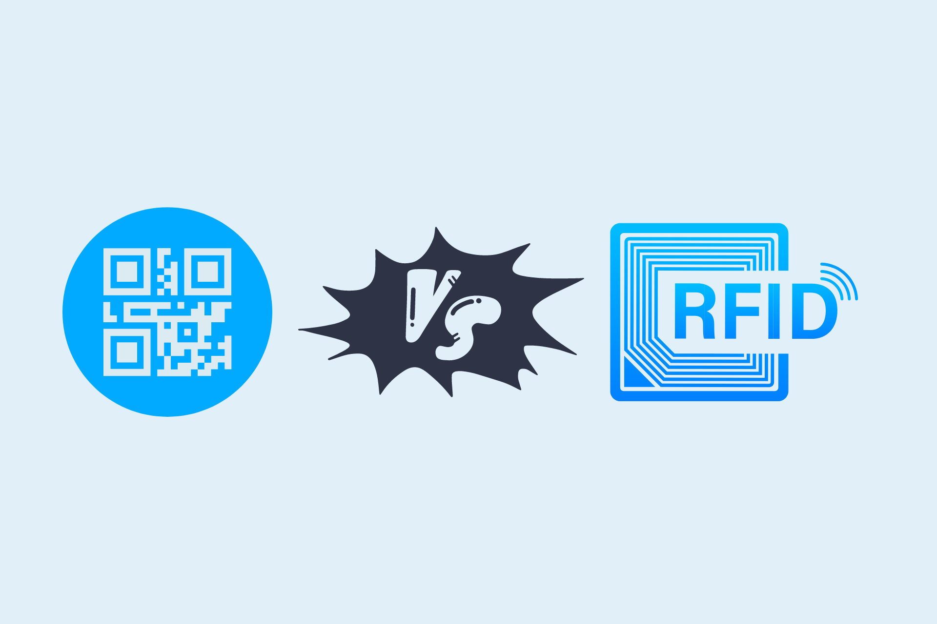 an illustration of QR code vs RFID