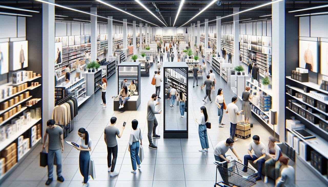 customers shopping in a modern retail store