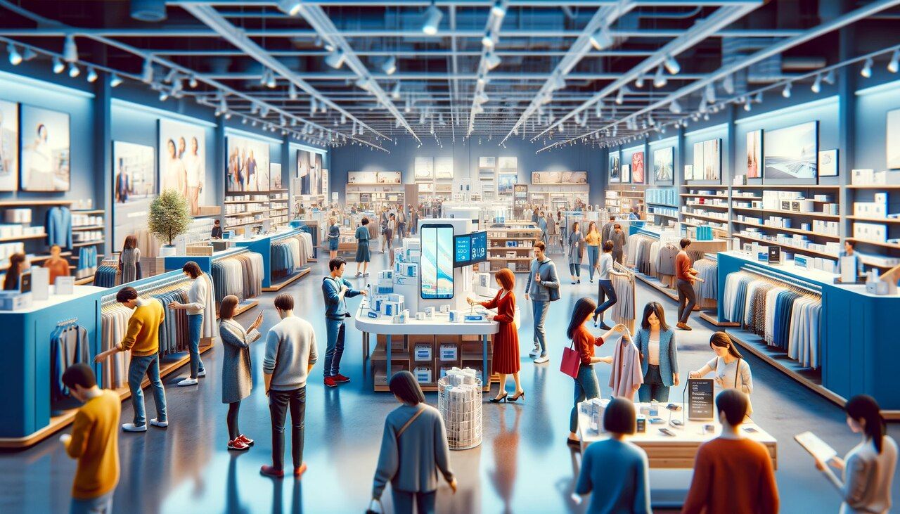 customers shopping in a retail store
