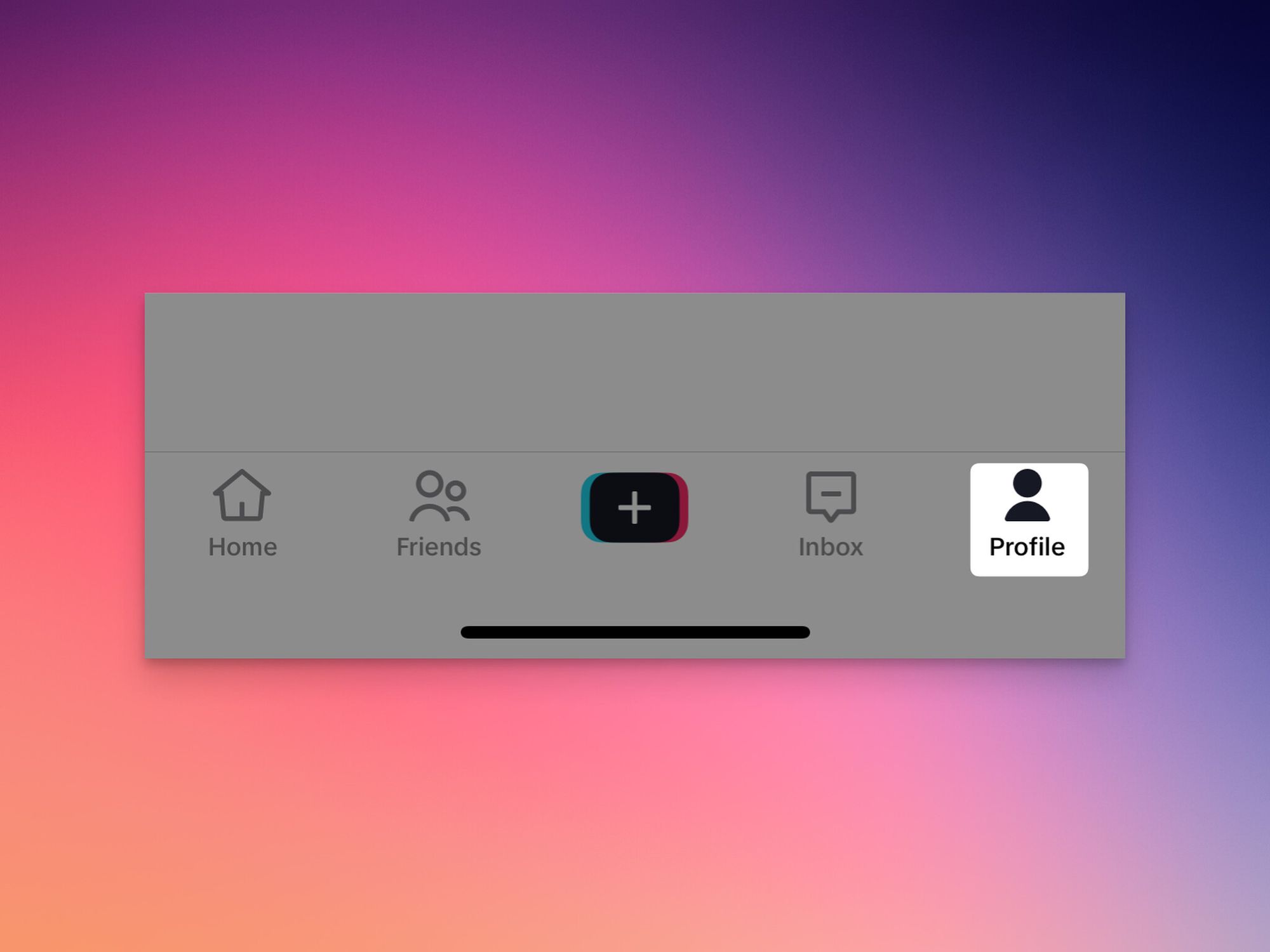 Tapping the profile icon at the bottom right of the TikTok feed