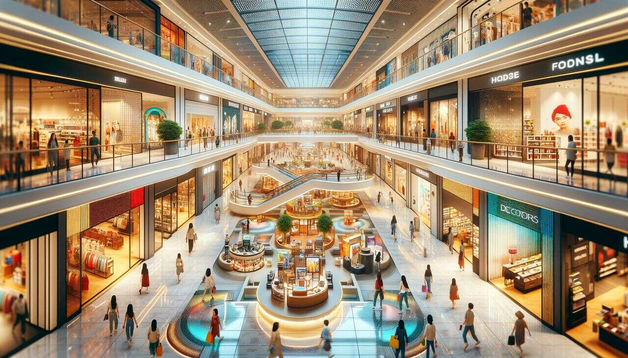 panoramic view of a modern shopping mall