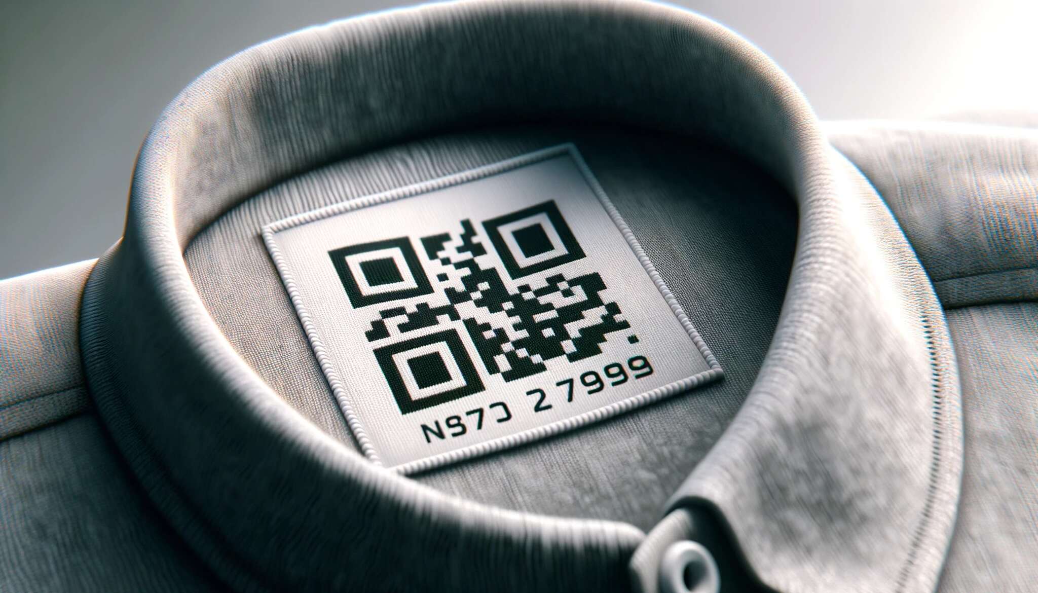 piece of clothing with a small QR code