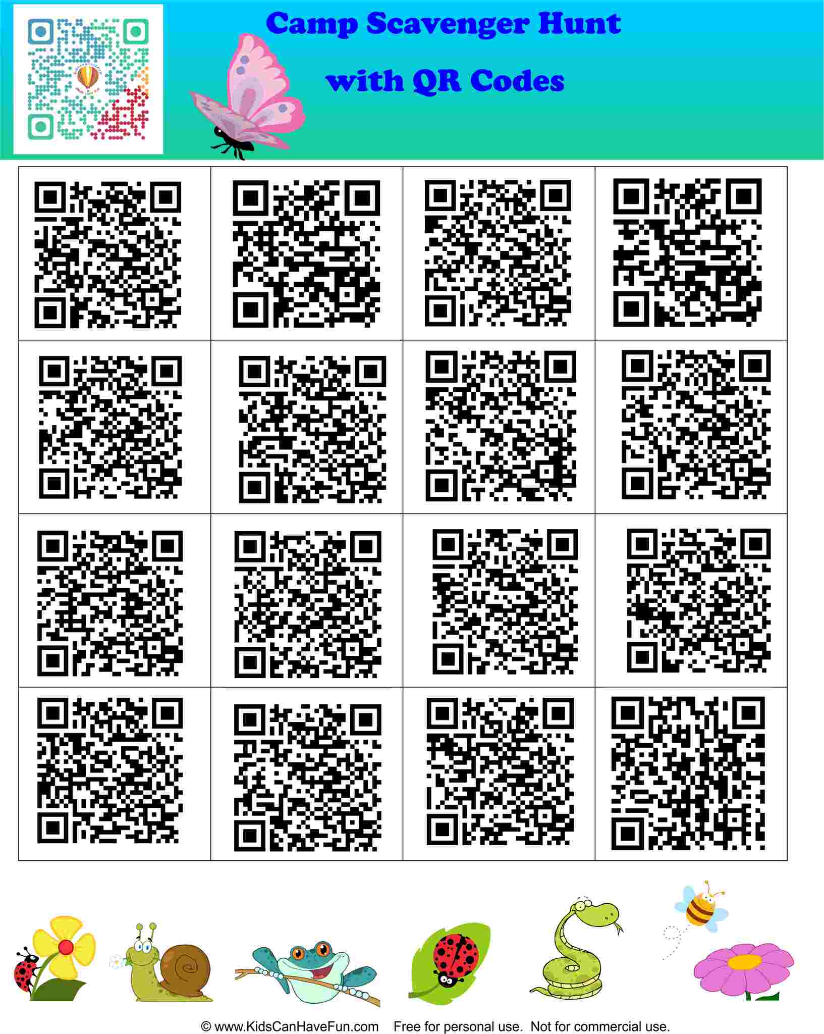 QR code scavenger hunt example for kids