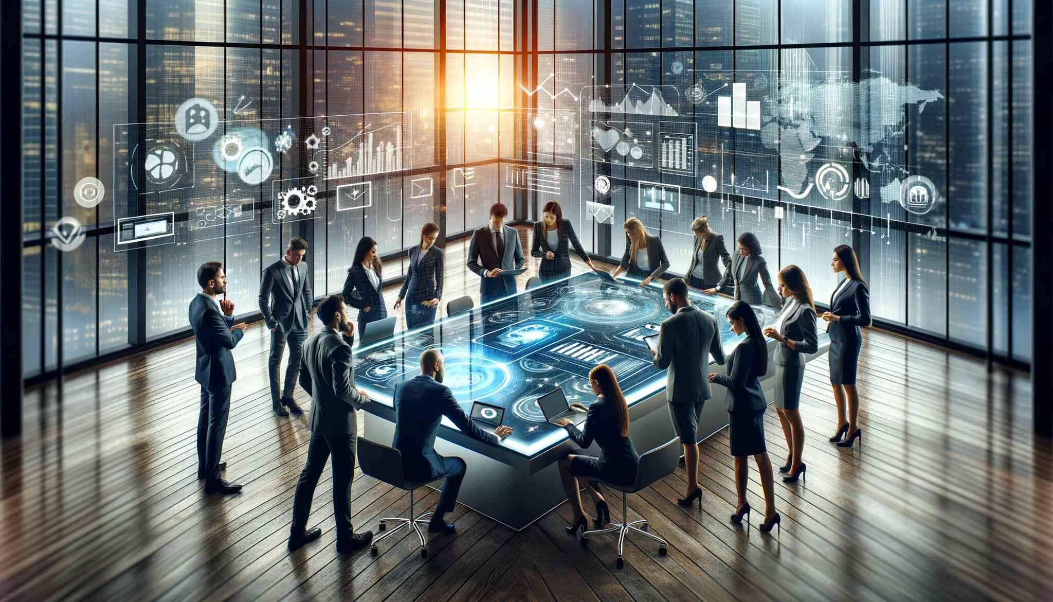 co-workers checking content together