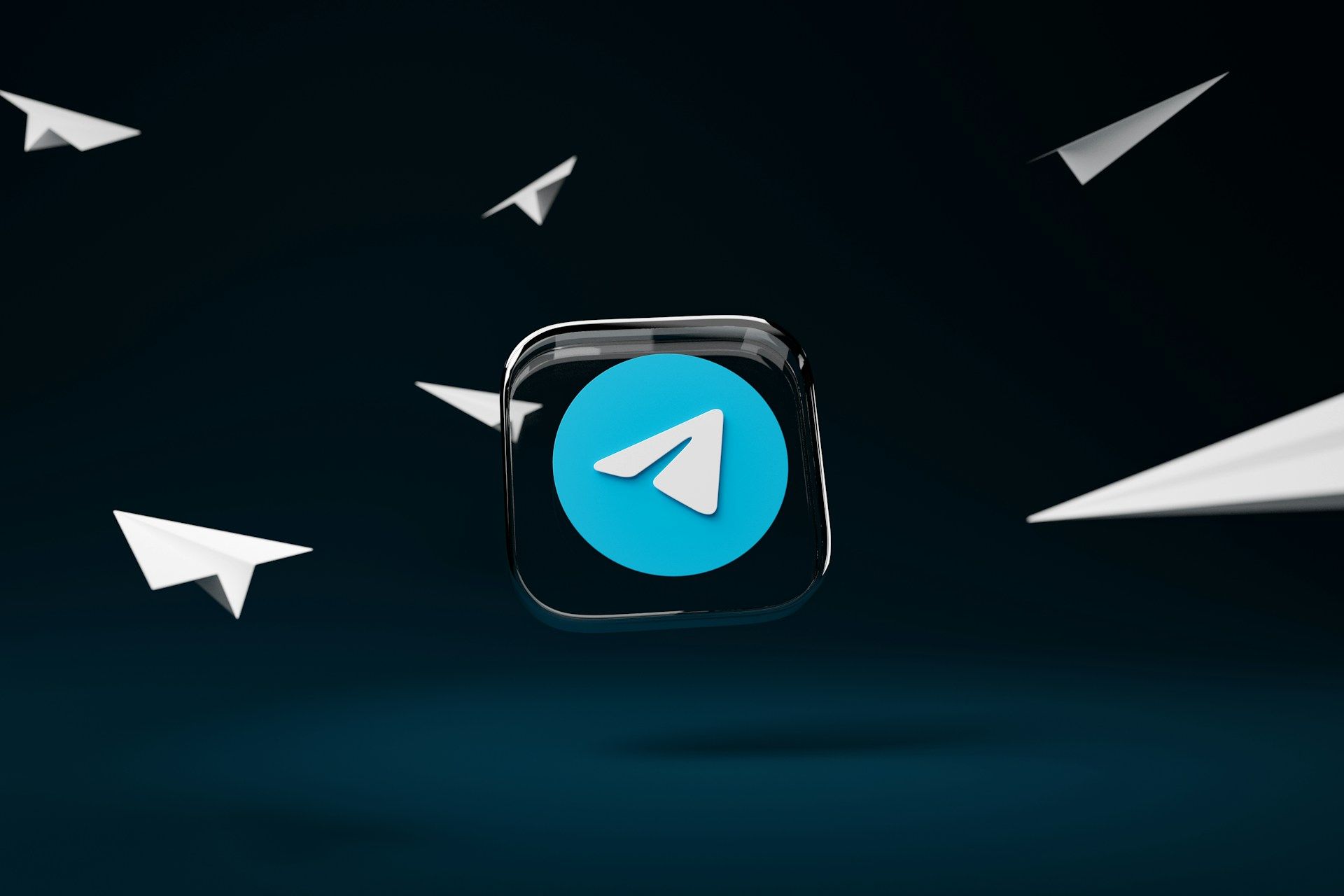Telegram logo with a blue button and a white arrow showing a tap-to-join action