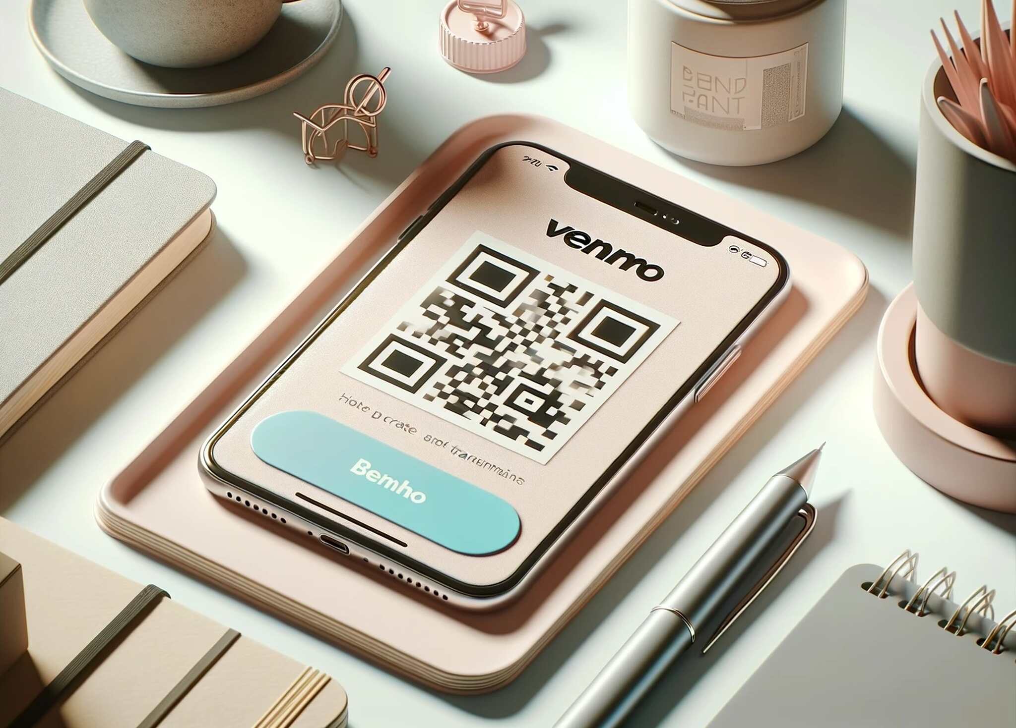 Tablet displaying a Venmo QR code on its screen