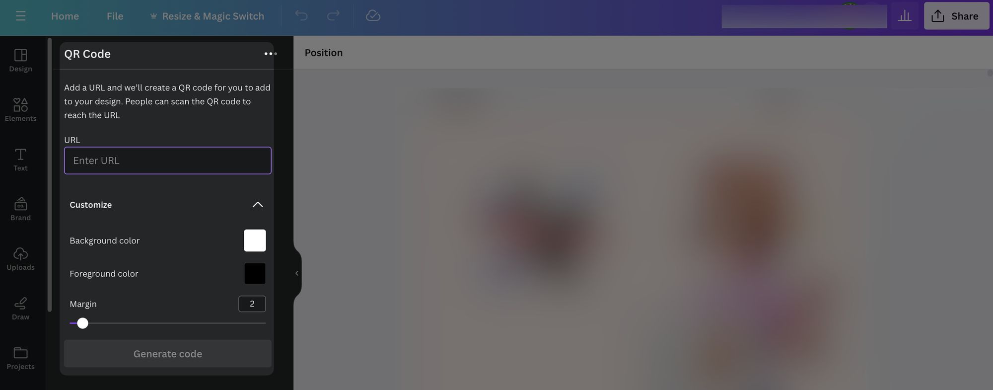 creating a QR code on Canva