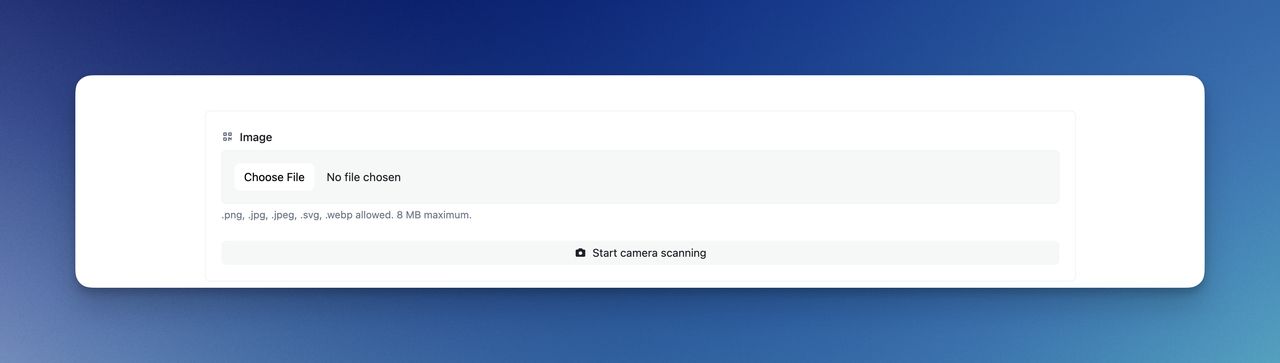 Screenshot showing how to upload an image inside QR Code Dynamic's barcode reader