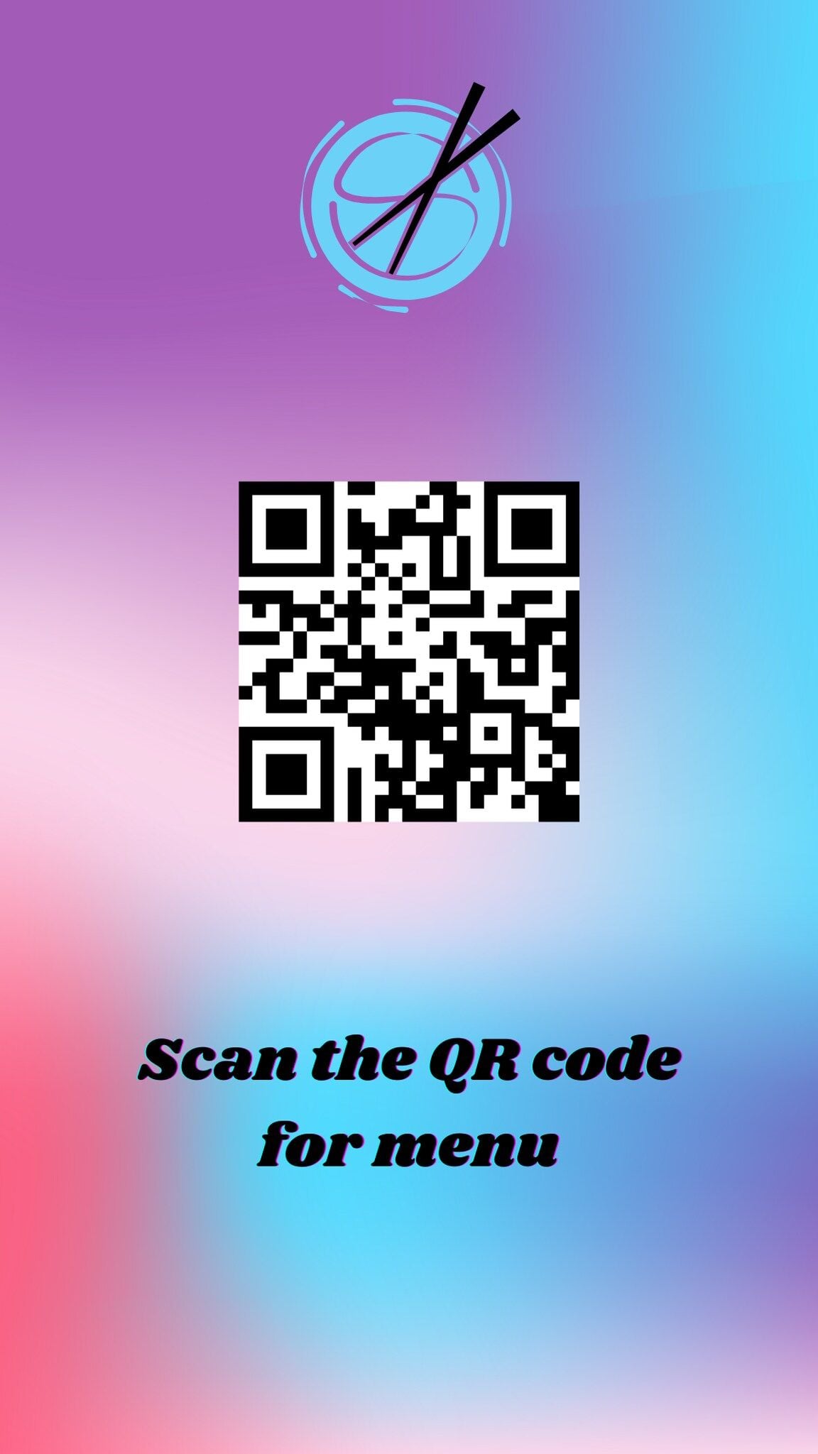 neon QR code table tent template for a menu