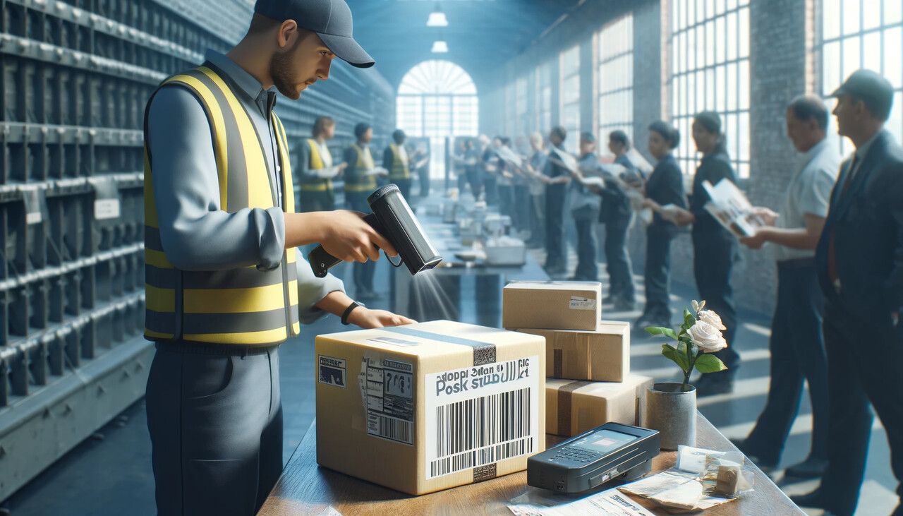 Postal barcode sample used by mail delivery services for parcel routing