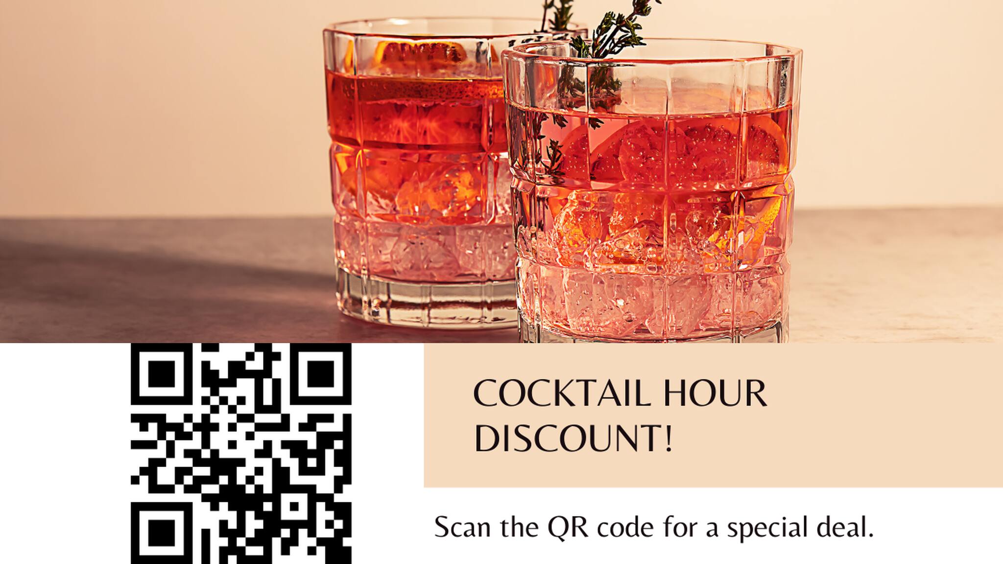 QR code table tent template to offer discount at a bar