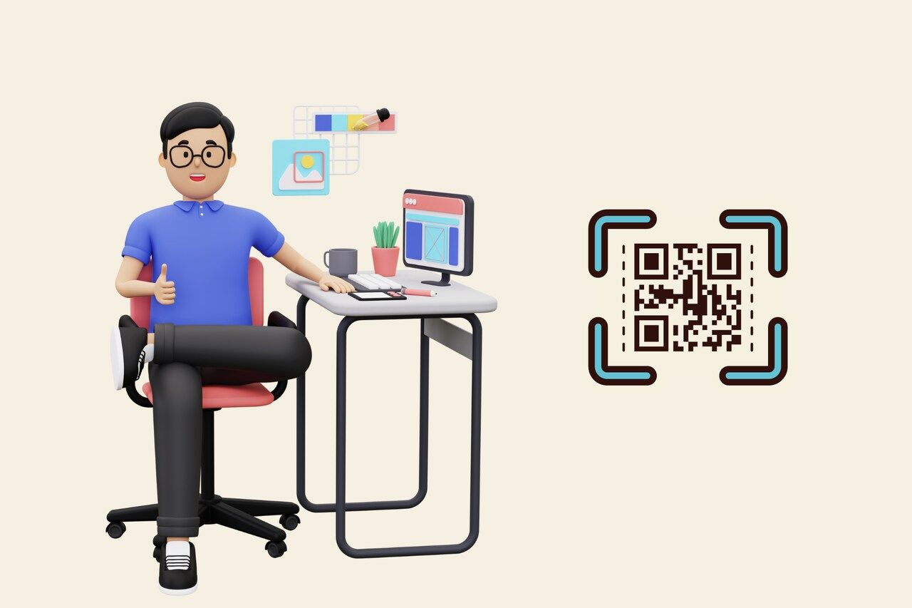 the cover of making a custom QR code sticker with a figure sitting