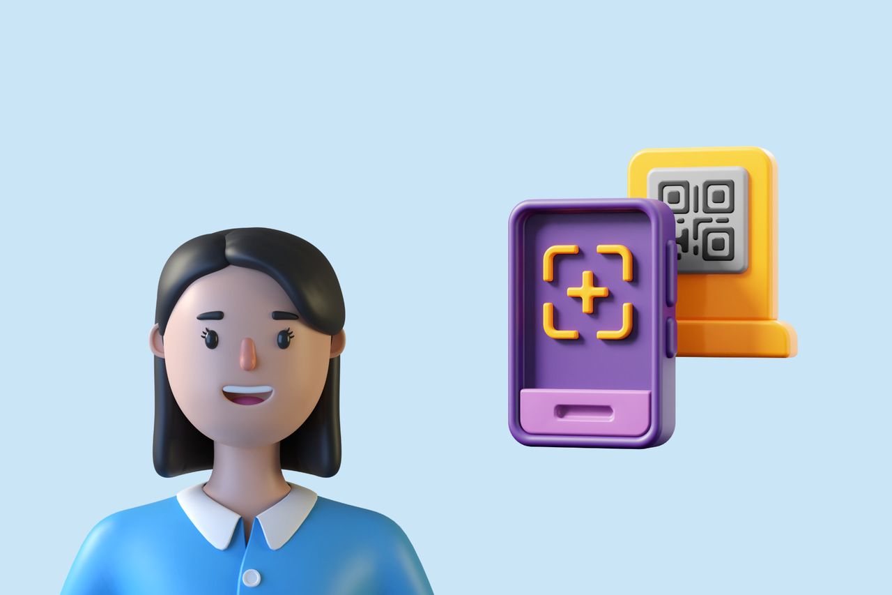 the cover of how to scan a QR code on Samsung devices with a person and a QR code scanning image