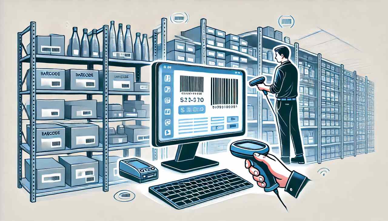 the representation of a person dealing with the barcode inventory system
