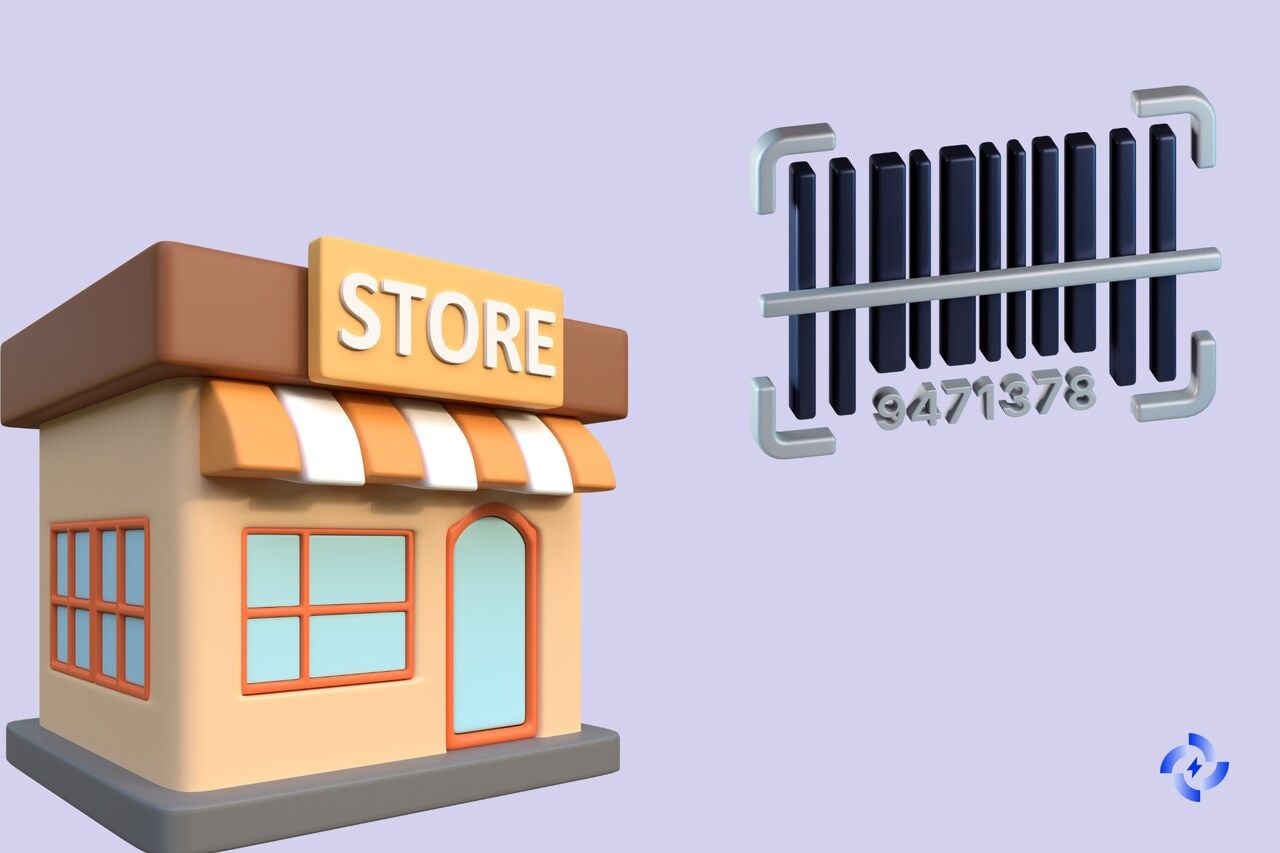 A 1D barcode visualizing how product information is stored and linked to store databases
