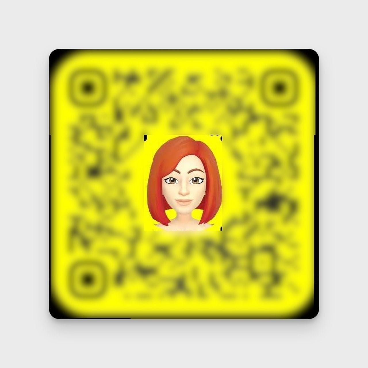Snapchat Snapcode QR code on yellow background showing dotted pattern around Bitmoji avatar
