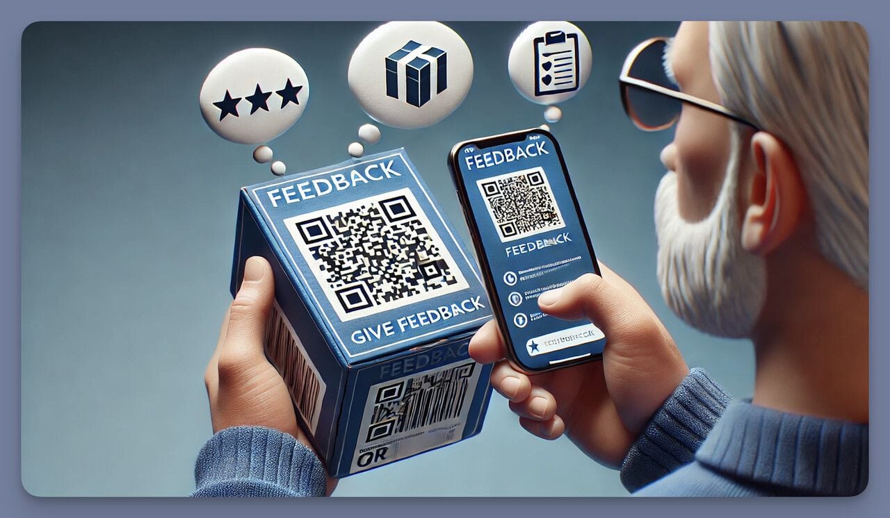 Customer scanning a feedback QR code to share their experience