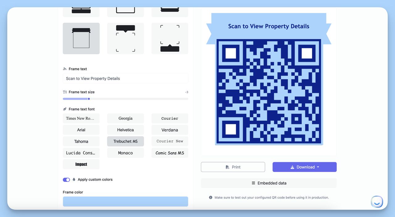 CTA QR Code Example for Real Estate property listings
