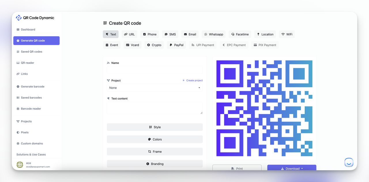 QR Code Dynamic creating a qr code page