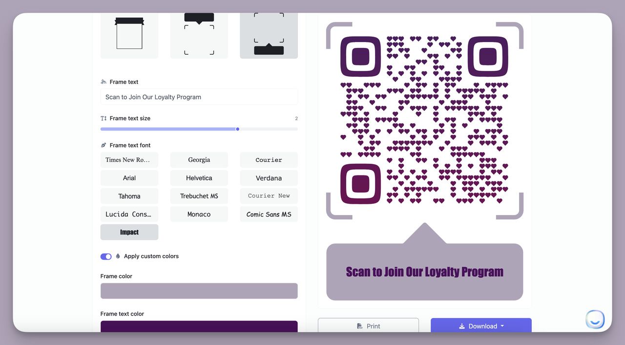 CTA QR Code Example for Retail shelves and packaging
