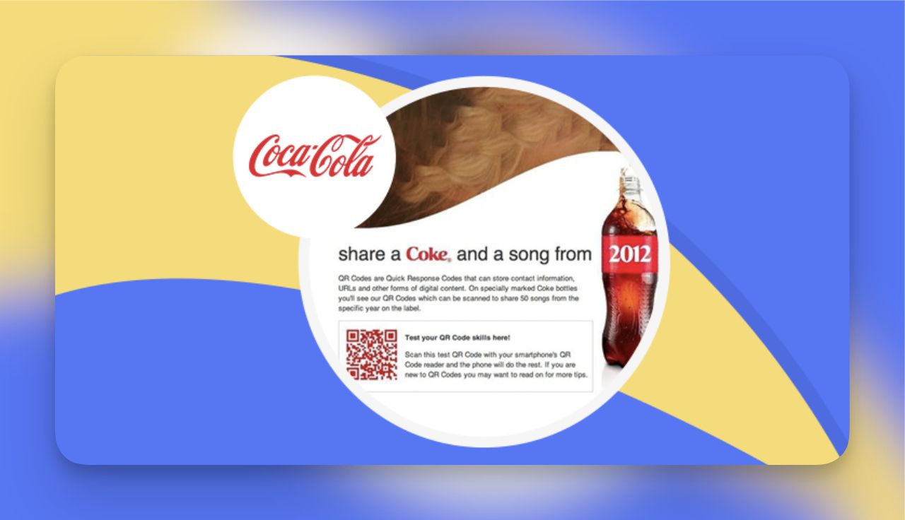 Coca-Cola QR code advertising on a Share a Song can with scannable augmented reality experience