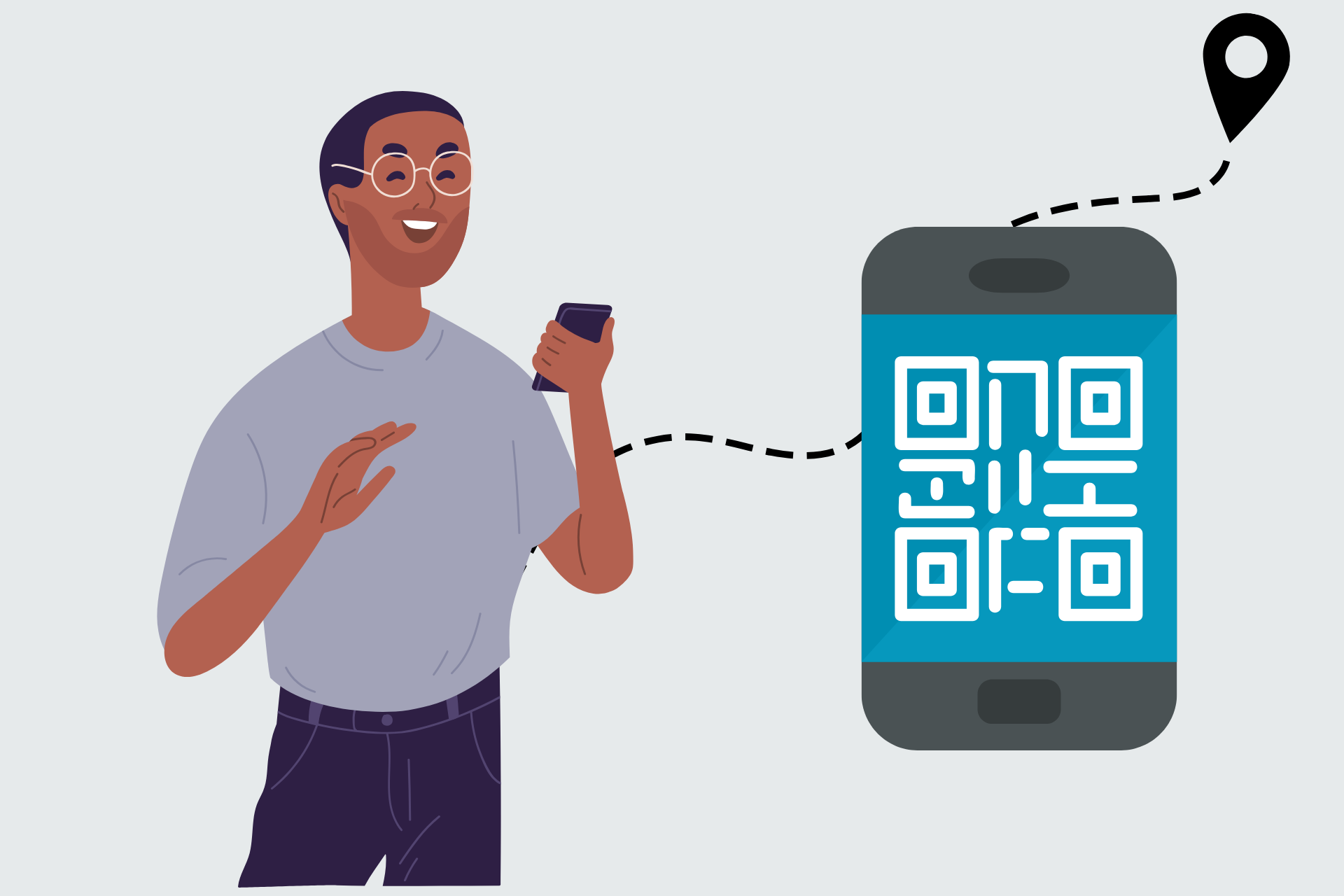 illustrative cover image shoeing a person with a phone. The title: How To Scan a QR Code on an iPhone