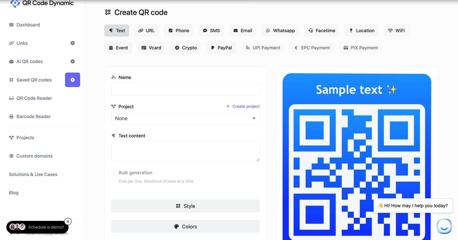 Image for the step: "2.Choose the QR type—URL, PDF, form, video, etc."