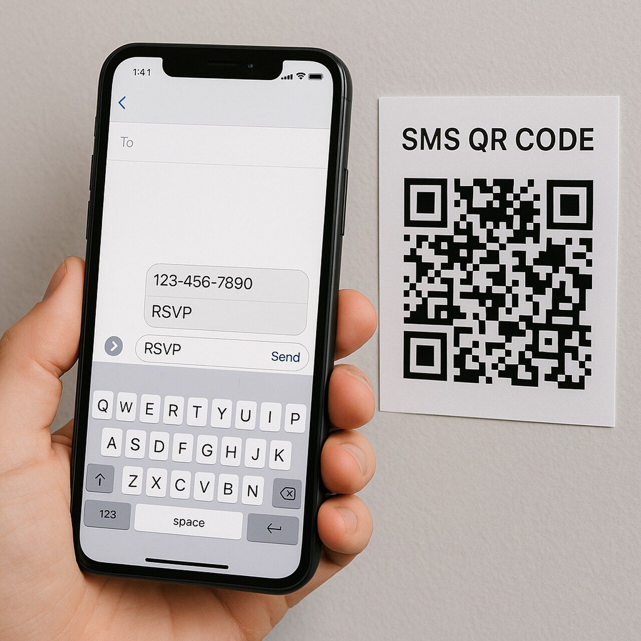Definition graphic explaining what an SMS QR code is