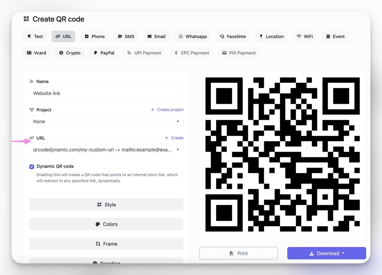 URL QR code