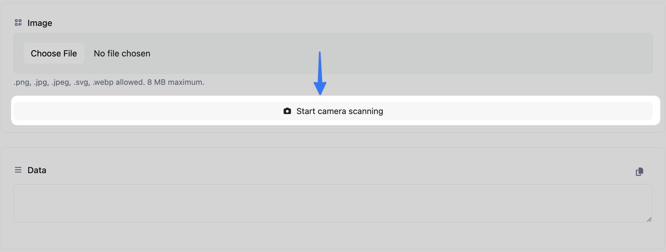 QR code reader camera scanning mode for real-time QR code decoding